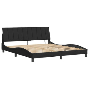 vidaXL Cadre de lit avec LED sans matelas "Hanko" noir 180x200 cm velours