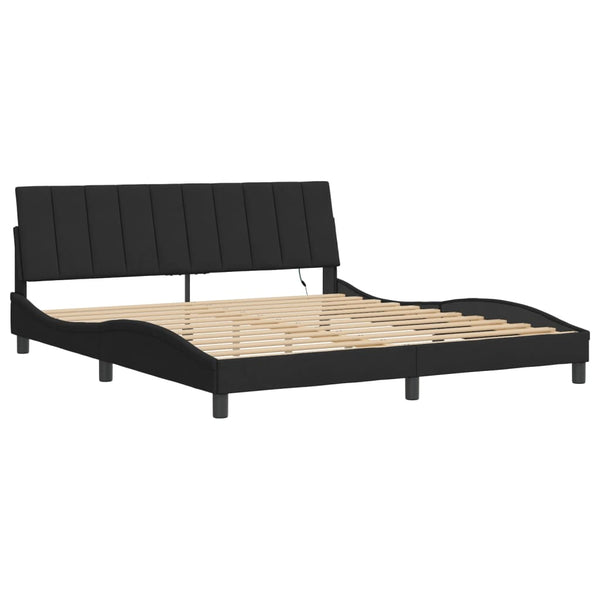 vidaXL Cadre de lit avec LED sans matelas "Hanko" noir 180x200 cm velours