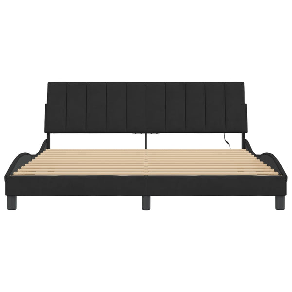 vidaXL Cadre de lit avec LED sans matelas "Hanko" noir 180x200 cm velours