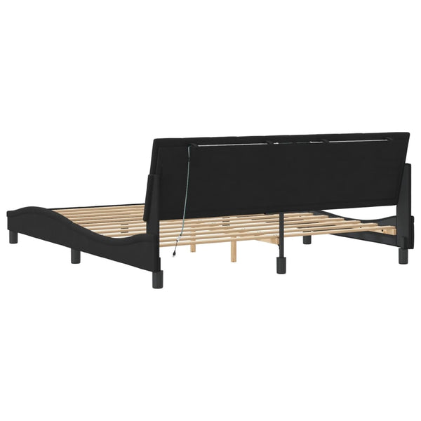 vidaXL Cadre de lit avec LED sans matelas "Hanko" noir 180x200 cm velours