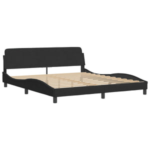 vidaXL Cadre de lit avec LED sans matelas "Hanko" noir 180x200 cm velours