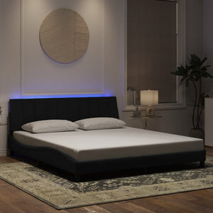 vidaXL Cadre de lit avec LED sans matelas "Hanko" noir 180x200 cm velours