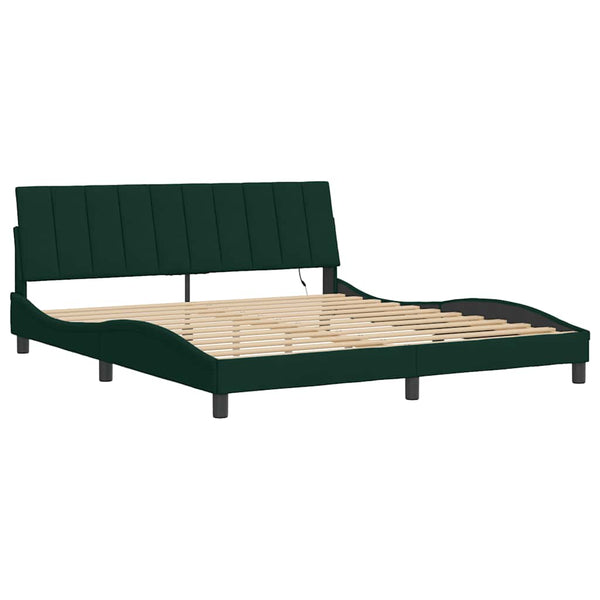 vidaXL Cadre de lit avec LED sans matelas "Hanko" Vert foncé 180x200 cm Velours