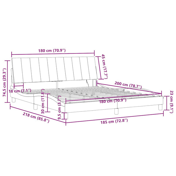 vidaXL Cadre de lit avec LED sans matelas "Hanko" Vert foncé 180x200 cm Velours