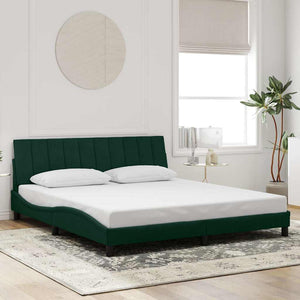 vidaXL Cadre de lit avec LED sans matelas "Hanko" Vert foncé 180x200 cm Velours
