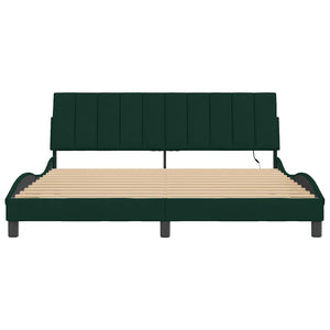 vidaXL Cadre de lit avec LED sans matelas "Hanko" Vert foncé 180x200 cm Velours