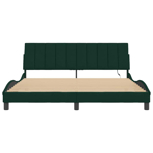 vidaXL Cadre de lit avec LED sans matelas "Hanko" Vert foncé 180x200 cm Velours