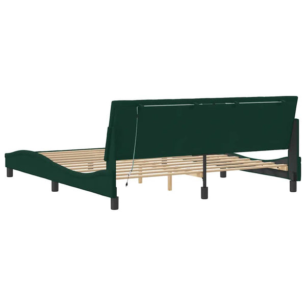 vidaXL Cadre de lit avec LED sans matelas "Hanko" Vert foncé 180x200 cm Velours