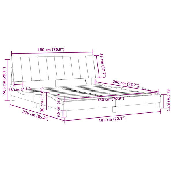 Bettgestell Blau 180x200 cm mit LED Samt