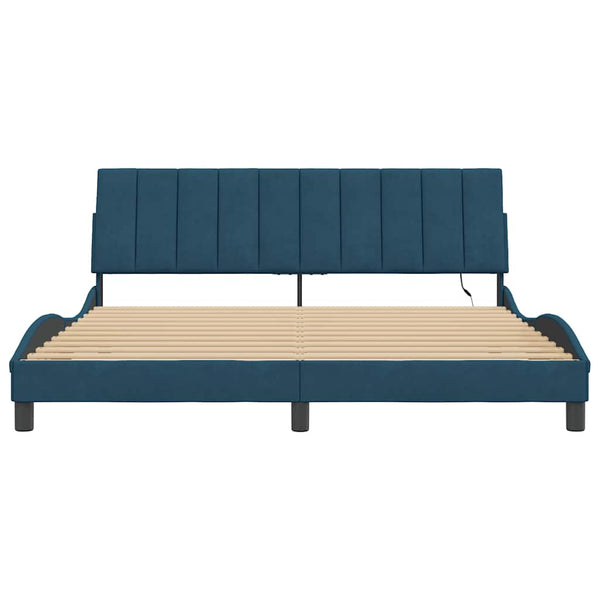 Bettgestell Blau 180x200 cm mit LED Samt