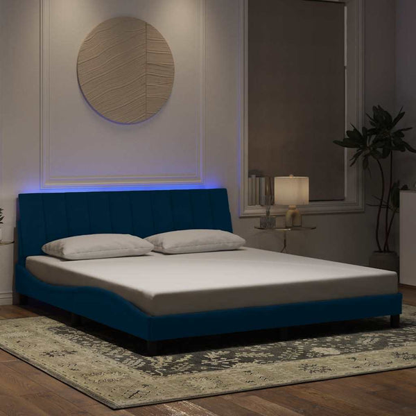 Bettgestell Blau 180x200 cm mit LED Samt