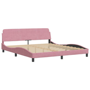 Bettgestell mit LED Rosa Samt 180x200 cm