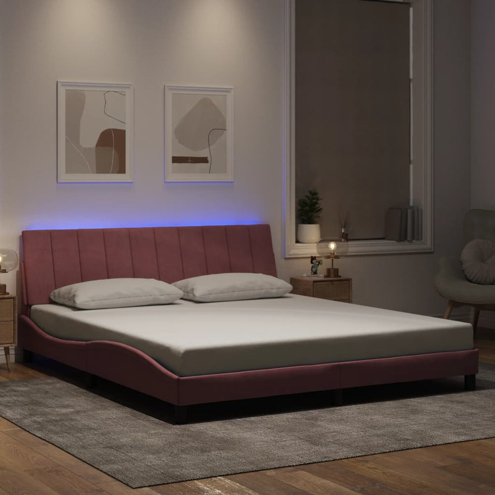 vidaXL Cadre de lit avec LED sans matelas "Hanko" Rose 180x200 cm Velours
