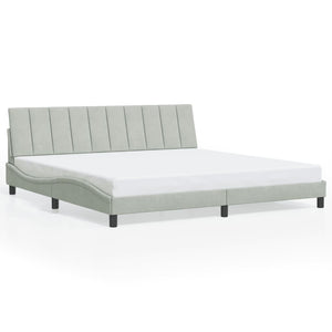 Bettgestell mit LED Hellgrau Samt 200x200 cm