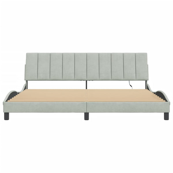 Bettgestell mit LED Hellgrau Samt 200x200 cm