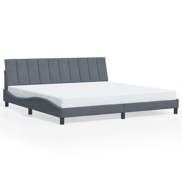 vidaXL Cadre de lit LED sans matelas "Hanko" Gris foncé 200x200 cm Velours