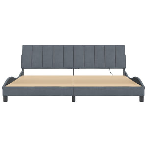 vidaXL Cadre de lit LED sans matelas "Hanko" Gris foncé 200x200 cm Velours