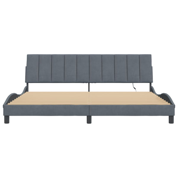 vidaXL Cadre de lit LED sans matelas "Hanko" Gris foncé 200x200 cm Velours