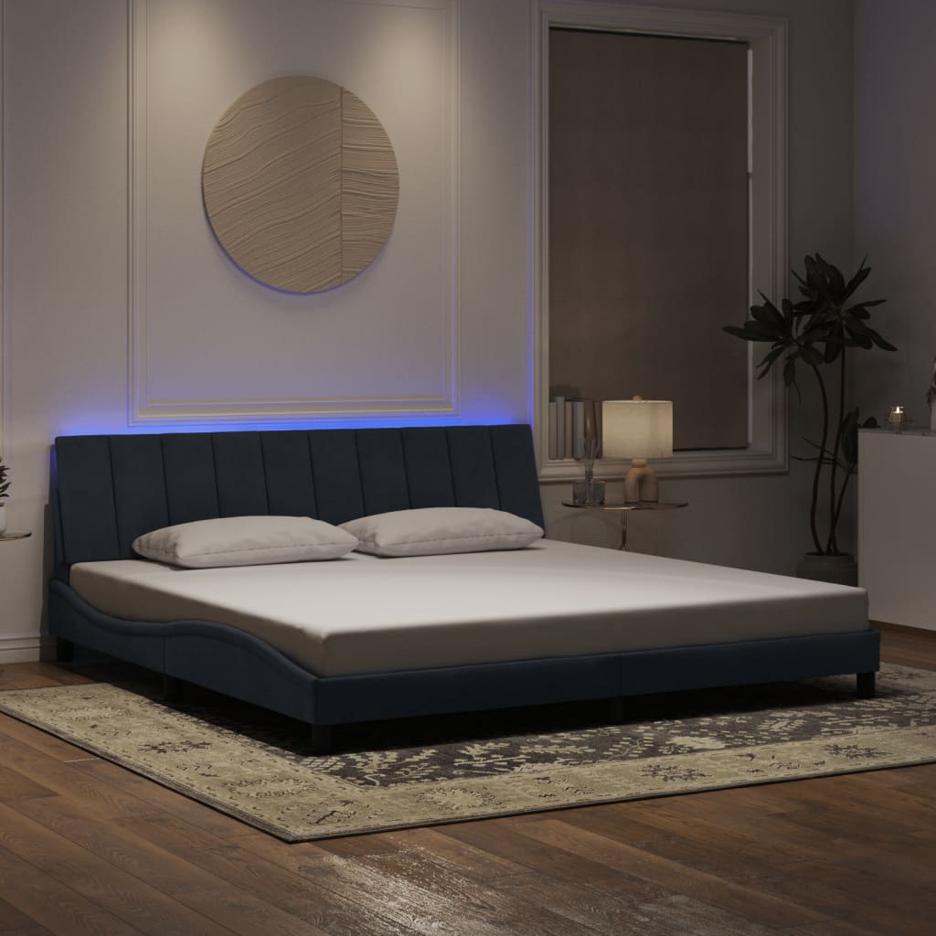 vidaXL Cadre de lit LED sans matelas "Hanko" Gris foncé 200x200 cm Velours
