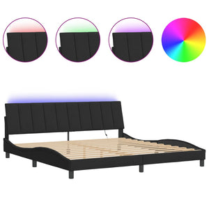 Bettgestell Hanko mit LED Schwarz 200x200 cm