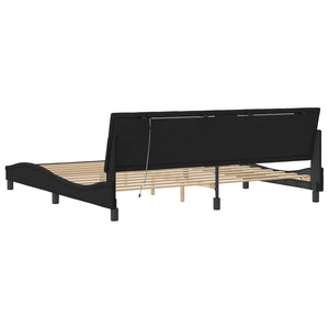 Bettgestell Hanko mit LED Schwarz 200x200 cm