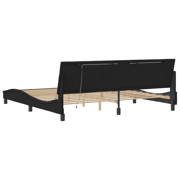 Bettgestell Hanko mit LED Schwarz 200x200 cm