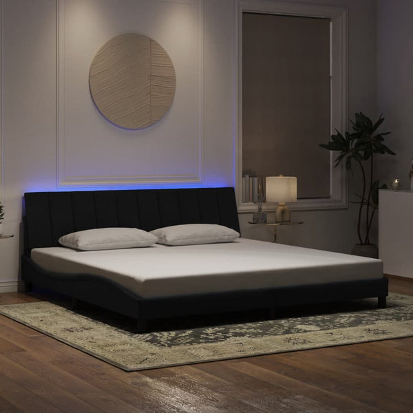 Bettgestell Hanko mit LED Schwarz 200x200 cm