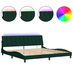 Bettgestell Dunkelgrün 200x200 cm mit LED Samt