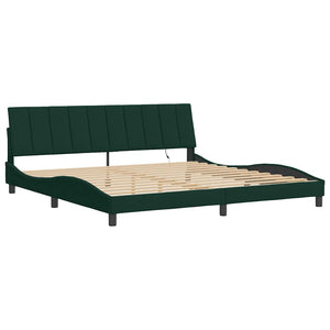 Bettgestell Dunkelgrün 200x200 cm mit LED Samt