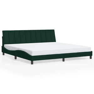 Bettgestell Dunkelgrün 200x200 cm mit LED Samt