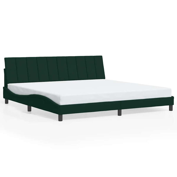 Bettgestell Dunkelgrün 200x200 cm mit LED Samt