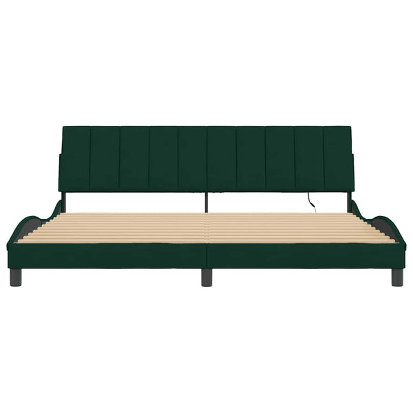 Bettgestell Dunkelgrün 200x200 cm mit LED Samt