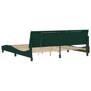 Bettgestell Dunkelgrün 200x200 cm mit LED Samt