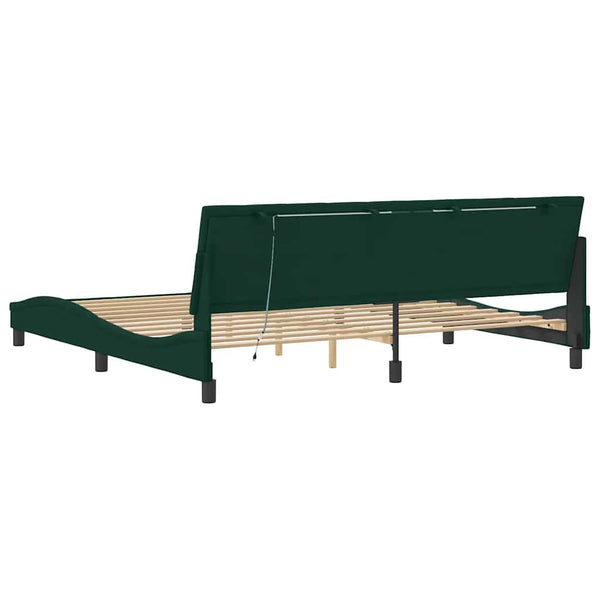 Bettgestell Dunkelgrün 200x200 cm mit LED Samt