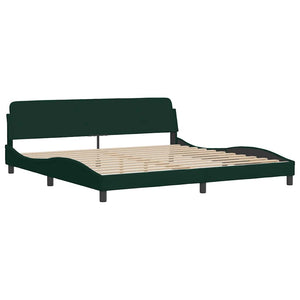 Bettgestell Dunkelgrün 200x200 cm mit LED Samt