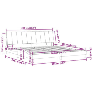 Bettgestell mit LED Blau 200x200 cm Samt