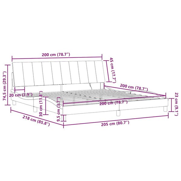 Bettgestell mit LED Blau 200x200 cm Samt