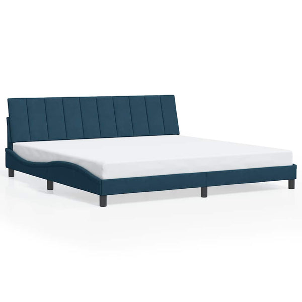 Bettgestell mit LED Blau 200x200 cm Samt
