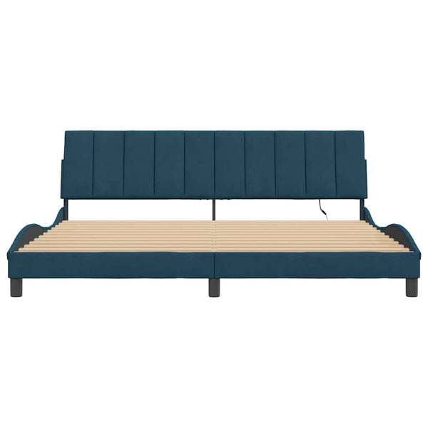 Bettgestell mit LED Blau 200x200 cm Samt