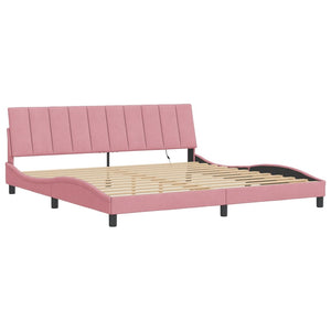 vidaXL Cadre de lit avec LED sans matelas "Hanko" rose 200x200 cm Velours