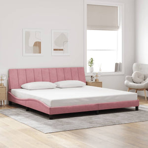 vidaXL Cadre de lit avec LED sans matelas "Hanko" rose 200x200 cm Velours