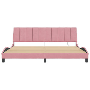 vidaXL Cadre de lit avec LED sans matelas "Hanko" rose 200x200 cm Velours