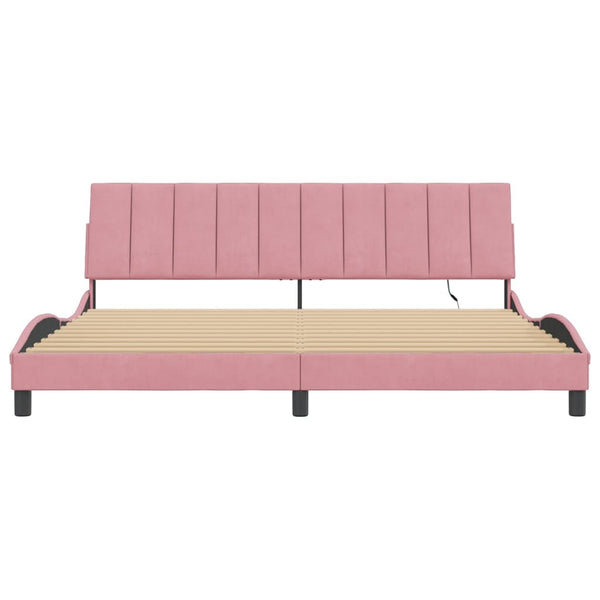 vidaXL Cadre de lit avec LED sans matelas "Hanko" rose 200x200 cm Velours