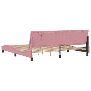 vidaXL Cadre de lit avec LED sans matelas "Hanko" rose 200x200 cm Velours