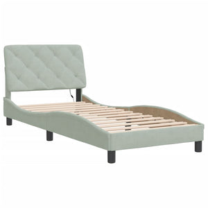 vidaXL Cadre de lit avec LED sans matelas Gris clair 80x200 cm Velours
