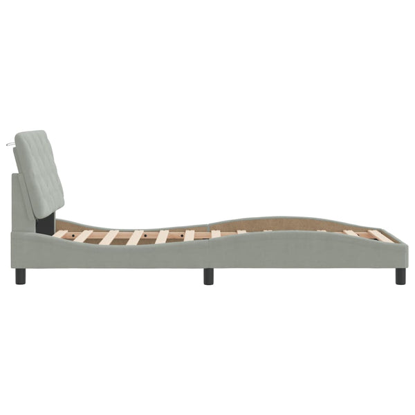 vidaXL Cadre de lit avec LED sans matelas Gris clair 80x200 cm Velours