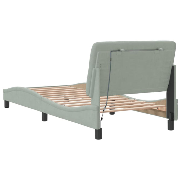 vidaXL Cadre de lit avec LED sans matelas Gris clair 80x200 cm Velours