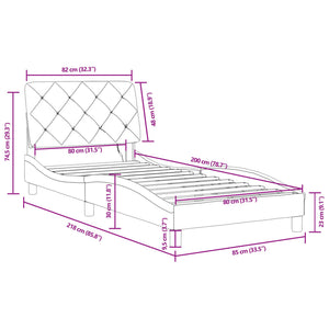 Bettgestell mit LED Dunkelgrau 80x200 cm Samt