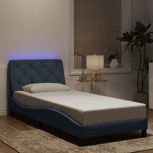Bettgestell mit LED Dunkelgrau 80x200 cm Samt
