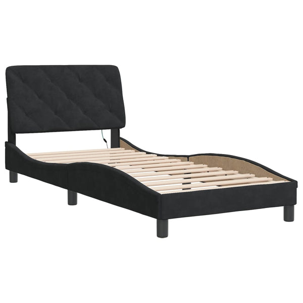 vidaXL Cadre de lit avec LED sans matelas Noir 80x200 cm Velours